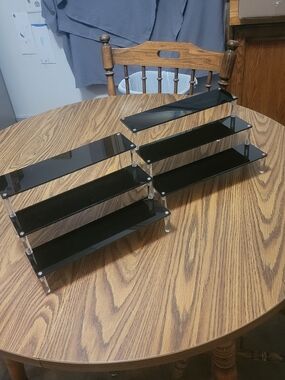Amazon Essentials Black Tiered Acrylic Makeup Organizer Shelves